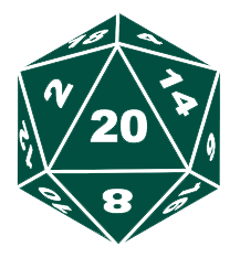 First Green 20 sided die